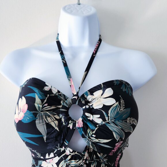 Kate Spade NY Women's Playa Carmen Bandeau Halter One-Piece Swimsuit Black - Picture 8 of 9